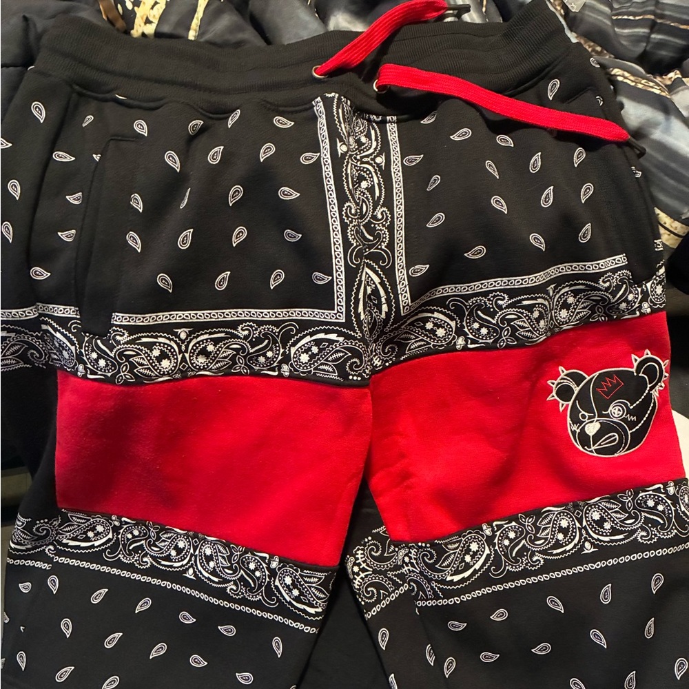 Black and Red Bandana Print Shorts